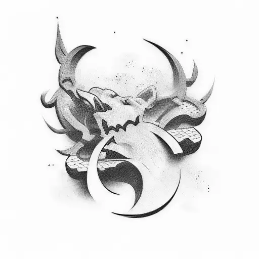 A Tattoo Design Symbolizing The Concept Of Risk And Gambling With A Touch Of God And Money