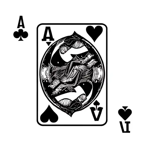 Tattoo Design Of Two Playing Card A3 And 4 But With Halos And Devil Horns For The Symbols
