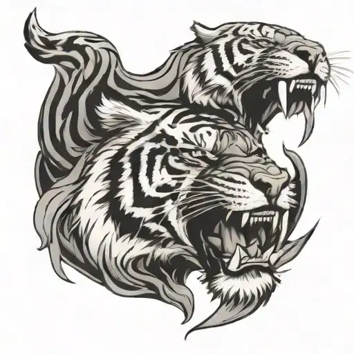 Tiger Roaring Inside Earth Symbol