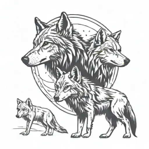 Minimalistic Wolf Family