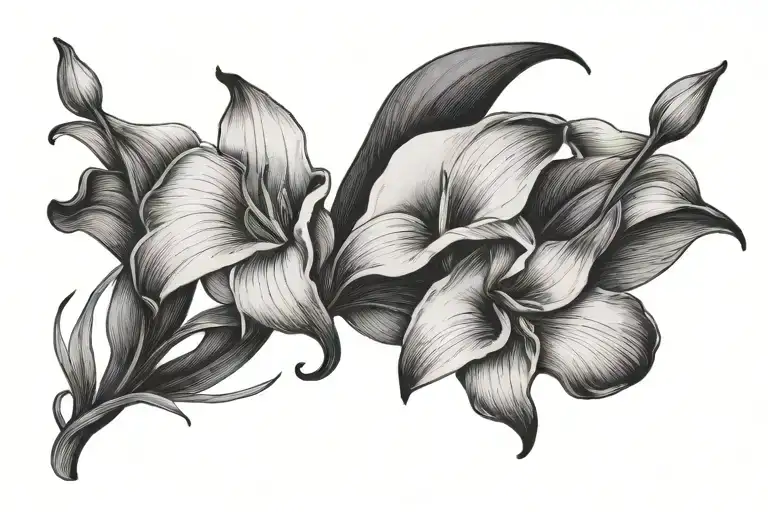 Minimalist Forearm Wrap Of Three Cala Lilies In A Line