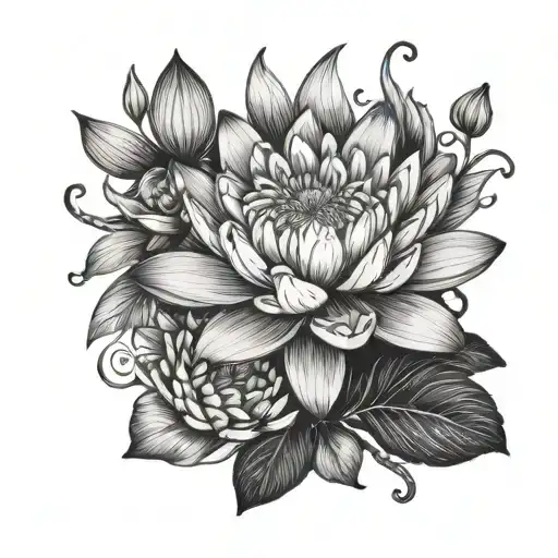 Water Lily And Marigold