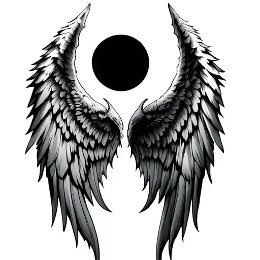 1 Angel Wing And 1 Demon Wing Spread