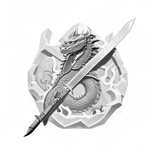 Samurai Con Un Reloj De Arena Enrollados Por Un Dragon