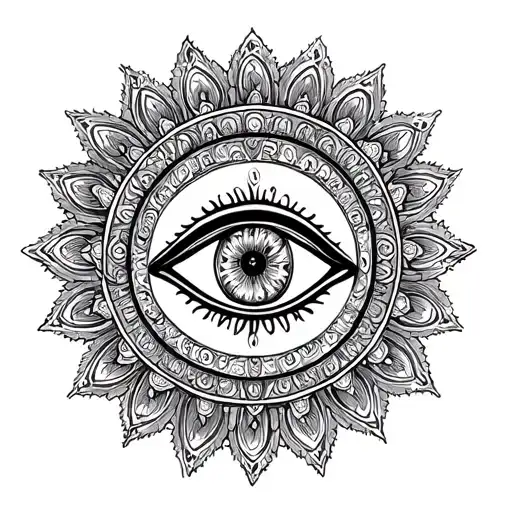 Mandala With Lord Shiva Third Eye Symbol Integrated