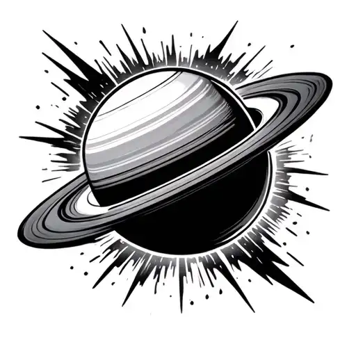 Planet Saturn Which Is Striked By A Thunderbolt