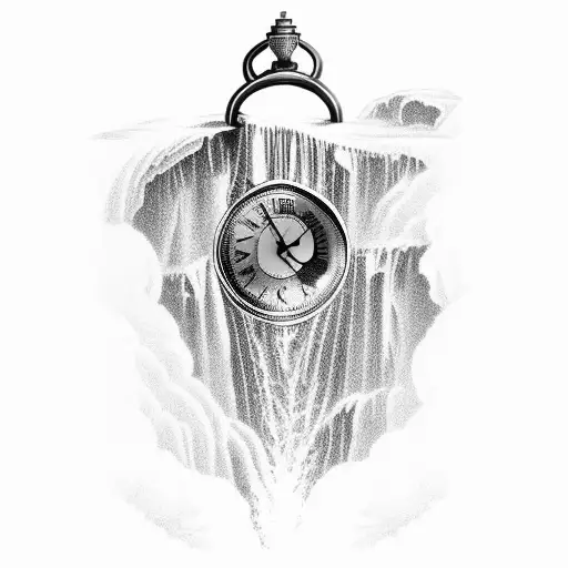A Majestic Waterfall Cascading From A Vintage Pocket Watch
