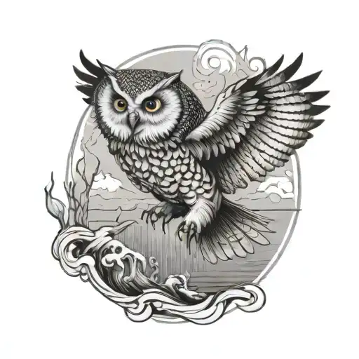 Hedwiga The Owl Flying Above The Water