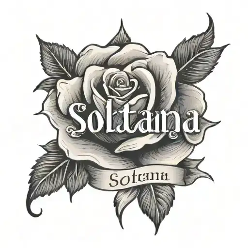 Soltana Name Written With A Simple Rose Intertwined