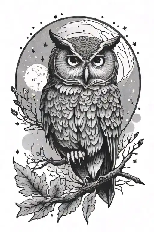 Owl Moon Night Sky Over Forest