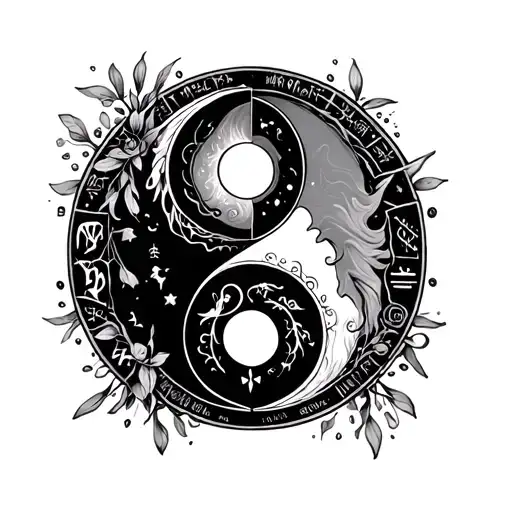 Yin Yang With Gemini And Cancer Zodiac Sign