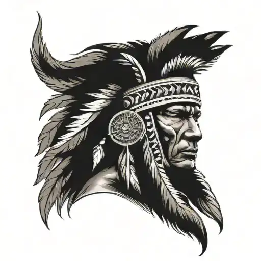 Native American With Wolf On Head