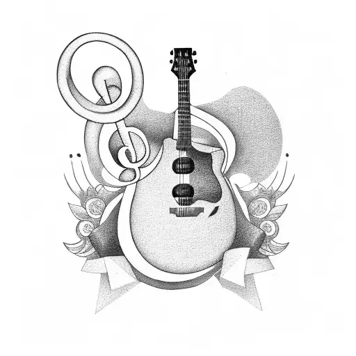 Music Note And Guitar