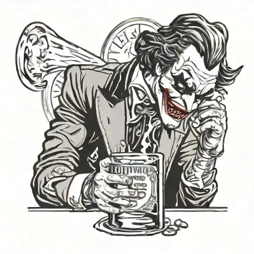 Joker Drinking Jack Daniel's Bottle Pouring