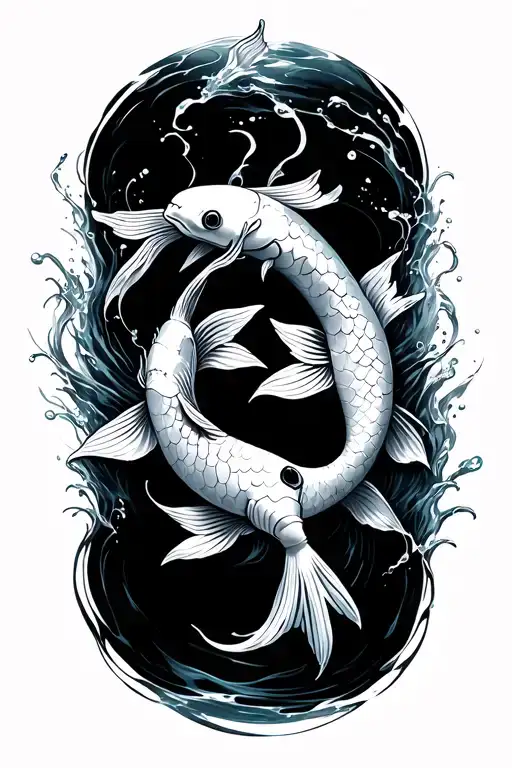 Koi Fish Swimming Upstream