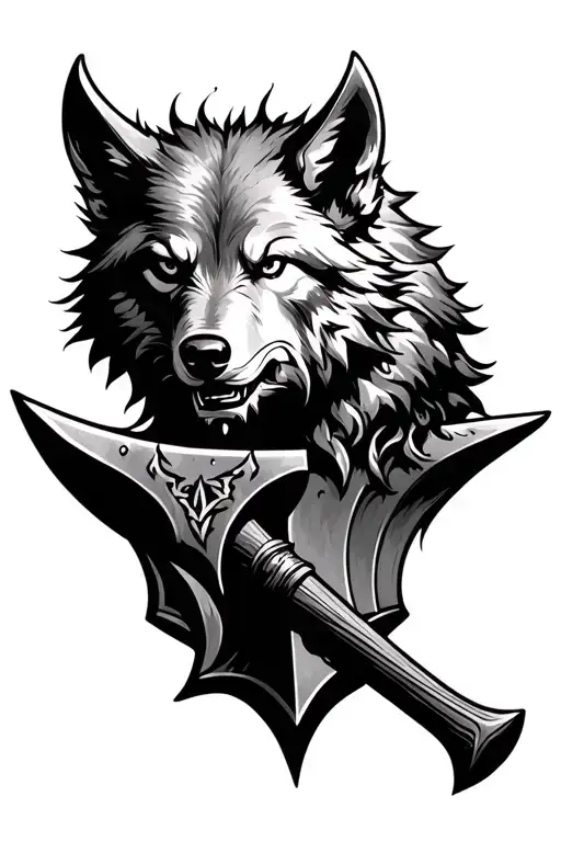 Wolf Viking Anvil Hammer Gothic Sea Waves Fire Night