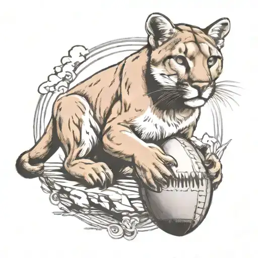 Mountain Lion With A Football