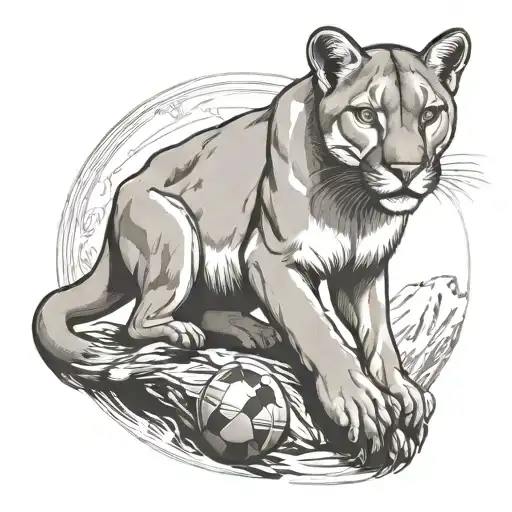 Mountain Lion With A Football
