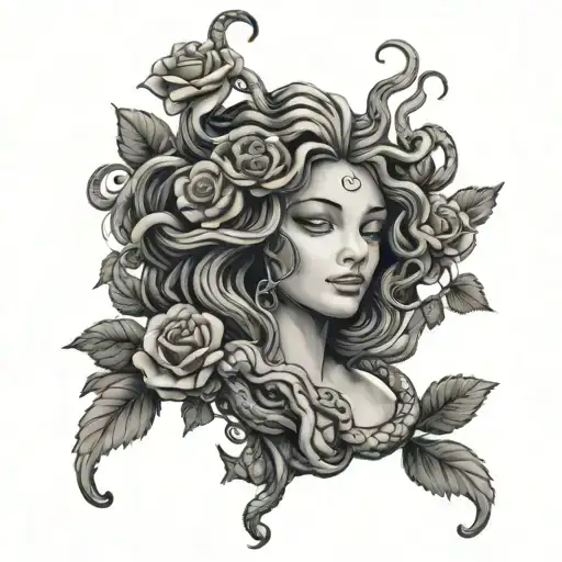 Medusa With Snakes And Roses