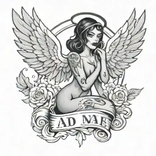 Name Ada Mae With Halo And Angel Wings