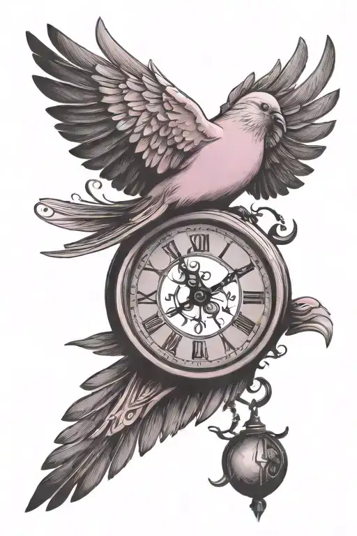 Pink Dove Clock Flying Away