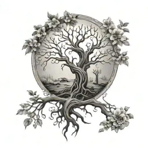 Tree Of Life And Death With No Roots Growing