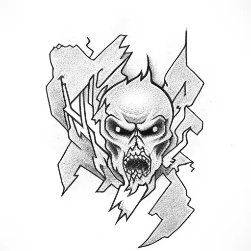 Fire With Lightning Bolt Between Two Bands