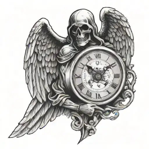 Azrael Angel Of Death Tattoo Holding Time Clock