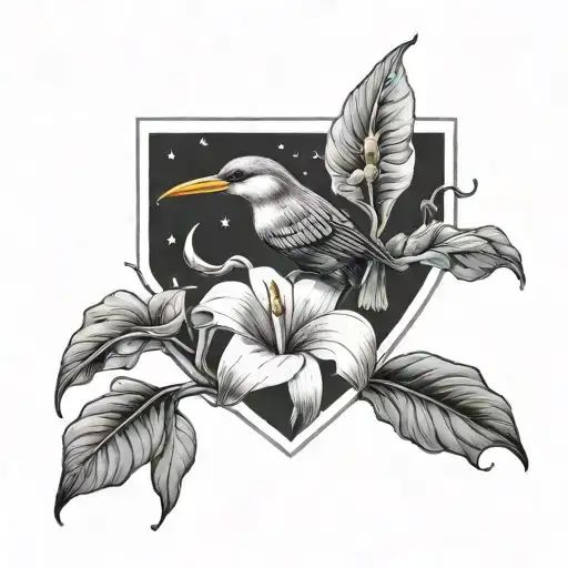 Calla Lilly Flower With Carolinawren Bird Perched Atop