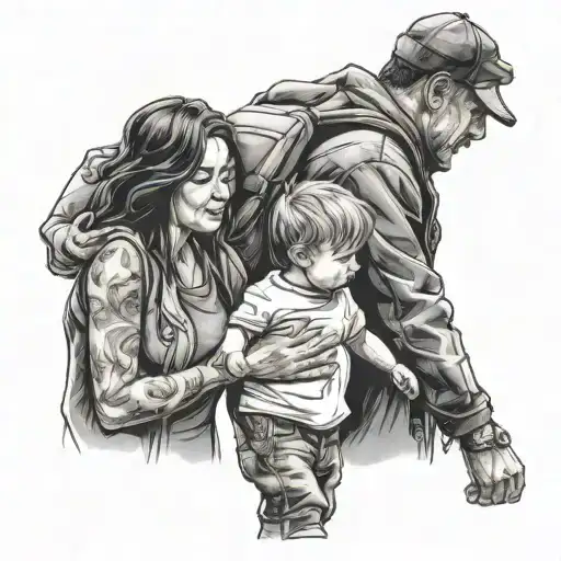 Mom And Dad Holding Son Walking