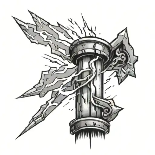 Lighting Bolt With A Broken Column Inside