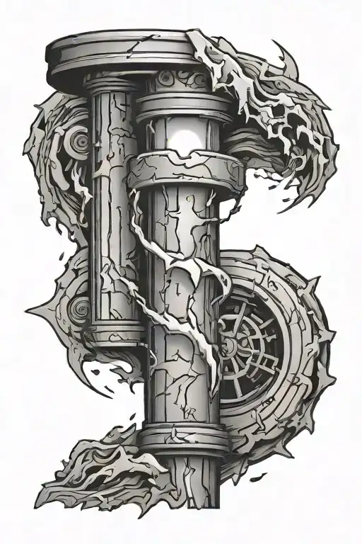 Lighting Bolt With A Broken Column Inside