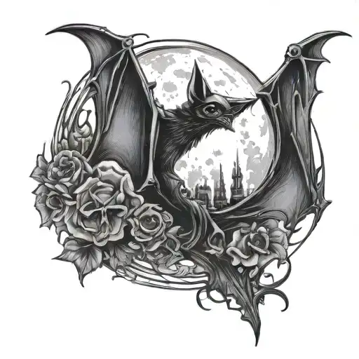 Bat Moon Gothic Black