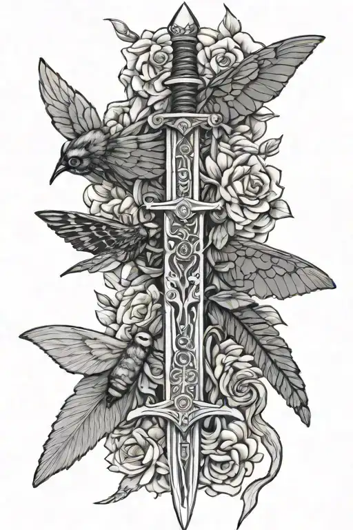 Narsil Sword From Lord Of The Rings Broken Up By A Centered Deaths Head Hawk Moth