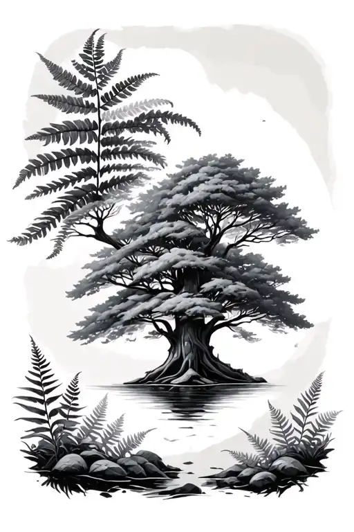 Nature S Ene With Trees And Ferns