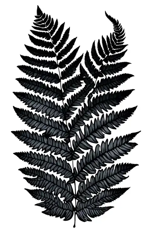 Black Out Fern Leaves Forming The Shape