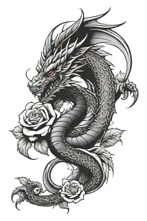 Dragon With Roses