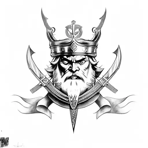 Badass Odin With A Crown And Vegvisir