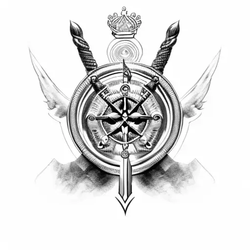 Badass Odin With A Crown And Viking Compass