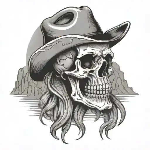 Western Skull And Mountain