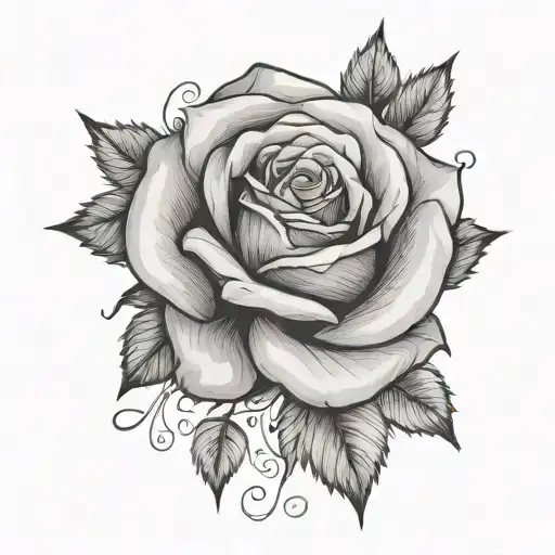 Rose Fine Line Tattoo With Spanish Saying