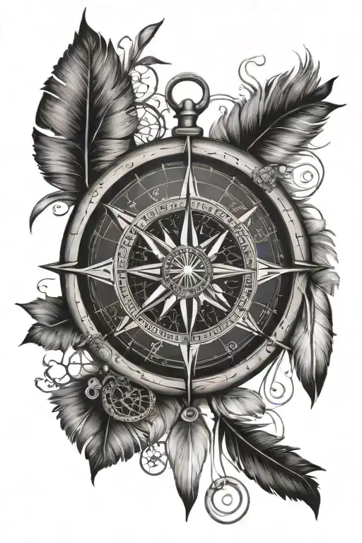 Nautical Compass Combined With Dream Catcher