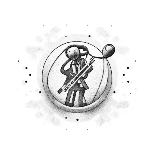 An Abstract Representation Of A Pharmacist Mixing Music Notes And Pills In A Black-grey Style