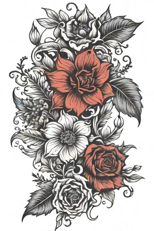 Red And Black Flowers Growing