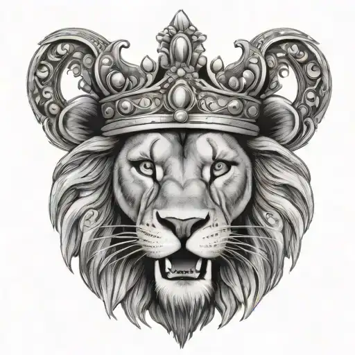 Lion With Crown Showing Teeth