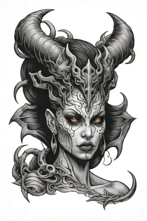 Asymetrical Scary Demon Woman