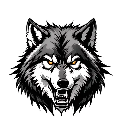 Wolf Angry On Right Arm Sleeve