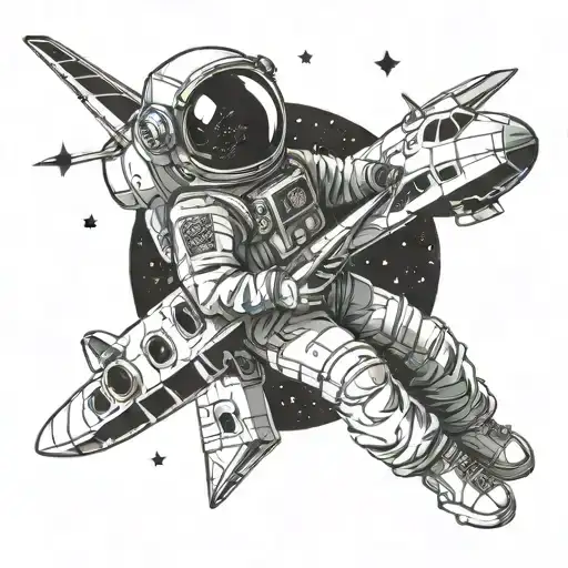 Plane Geometric Astronaut Blackhole