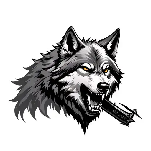 Wolf Angry On Right Arm Sleeve