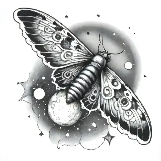 Moth With Moons And Stars